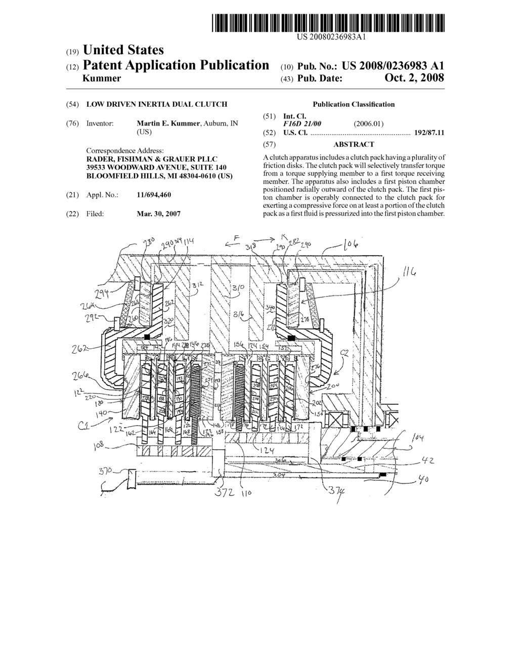 LOW DRIVEN INERTIA DUAL CLUTCH - diagram, schematic, and image 01