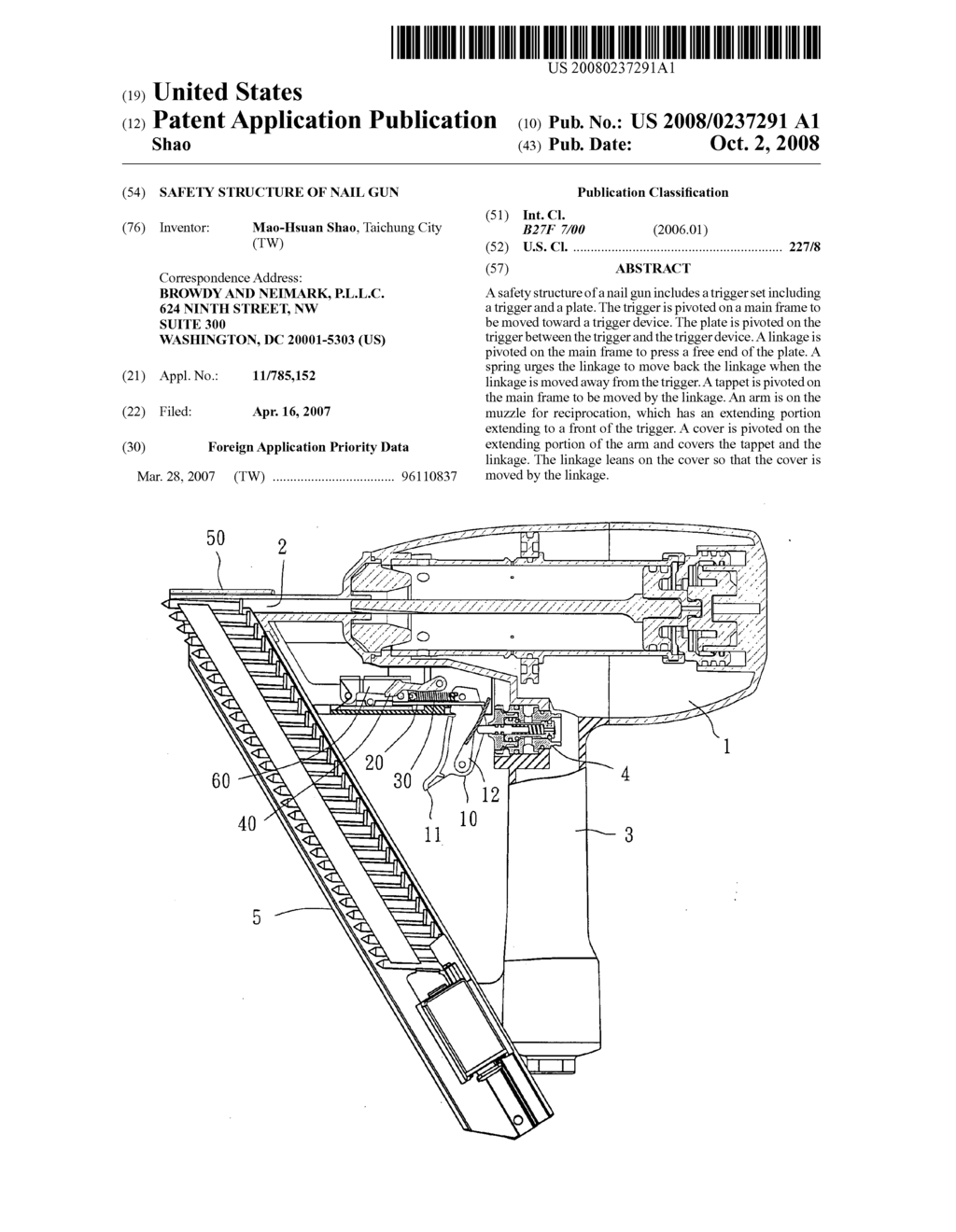 Safety structure of nail gun - diagram, schematic, and image 01