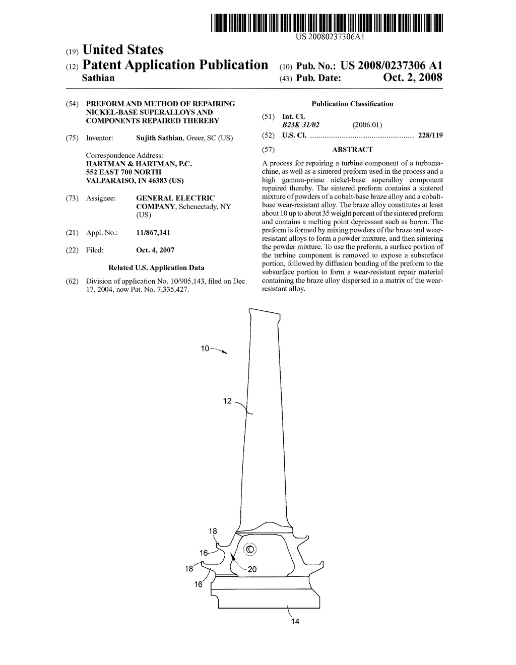 PREFORM AND METHOD OF REPAIRING NICKEL-BASE SUPERALLOYS AND COMPONENTS REPAIRED THEREBY - diagram, schematic, and image 01