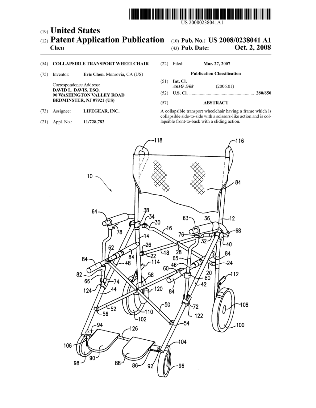 Collapsible transport wheelchair - diagram, schematic, and image 01