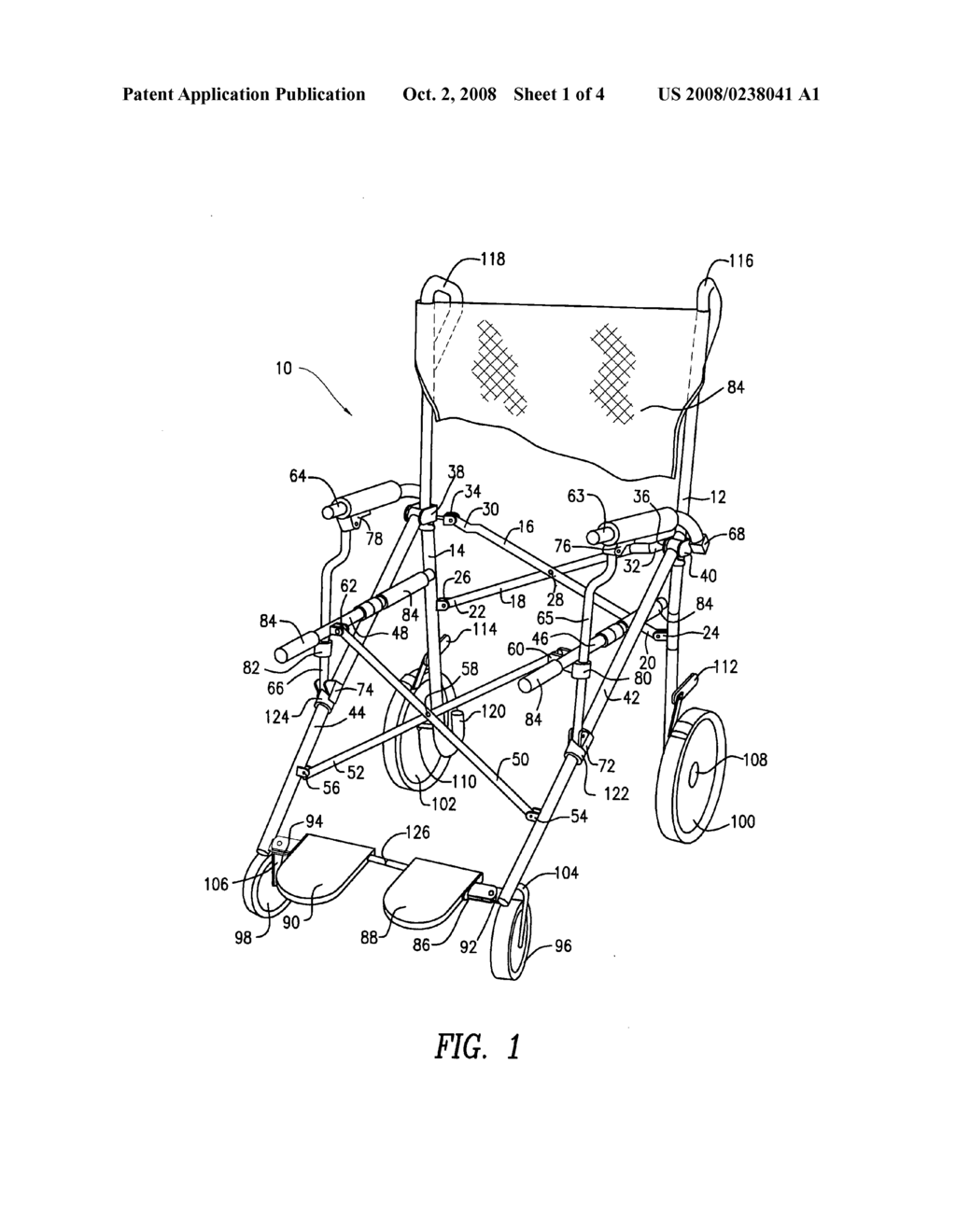 Collapsible transport wheelchair - diagram, schematic, and image 02