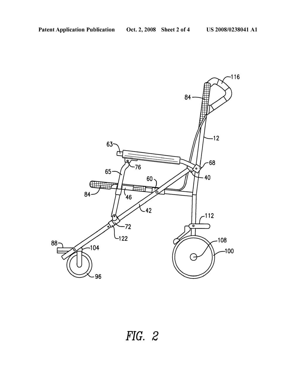 Collapsible transport wheelchair - diagram, schematic, and image 03