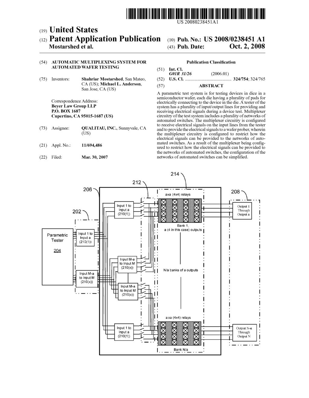 AUTOMATIC MULTIPLEXING SYSTEM FOR AUTOMATED WAFER TESTING - diagram, schematic, and image 01