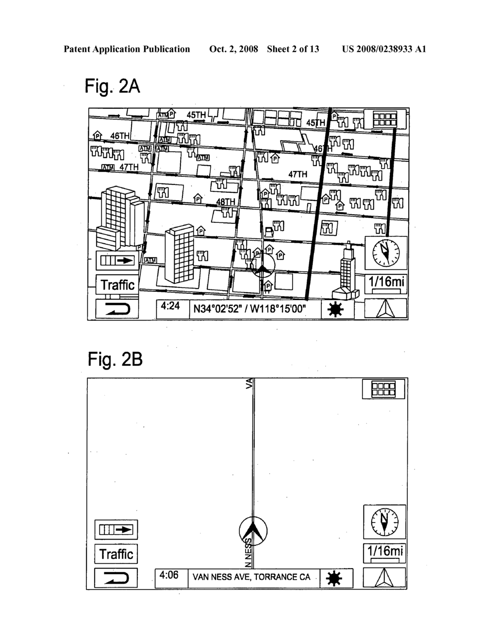 Display method and apparatus for adjusting contrast of map elements for navigation system - diagram, schematic, and image 03