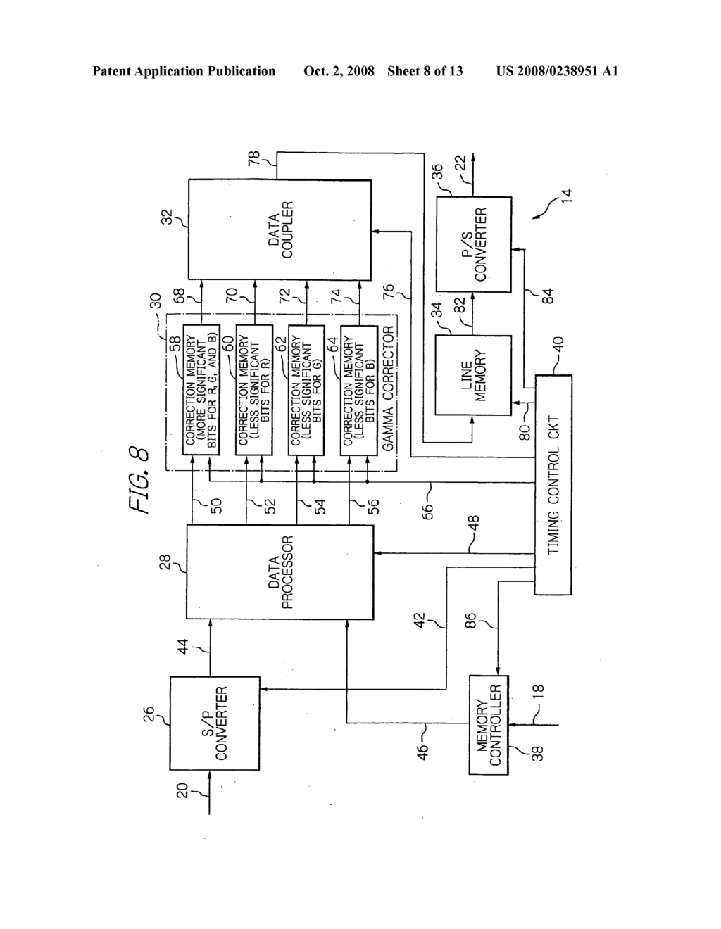 GAMMA CORRECTOR WITH A STORAGE CAPACITY FOR GAMMA CORRECTION DATA REDUCED - diagram, schematic, and image 09