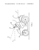 Head-mounted rear vision system diagram and image