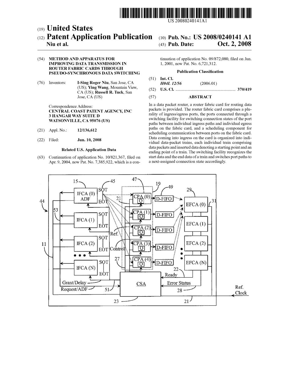 Method and Apparatus for Improving Data Transmission in Router Fabric Cards Through Pseudo-Synchronous Data Switching - diagram, schematic, and image 01