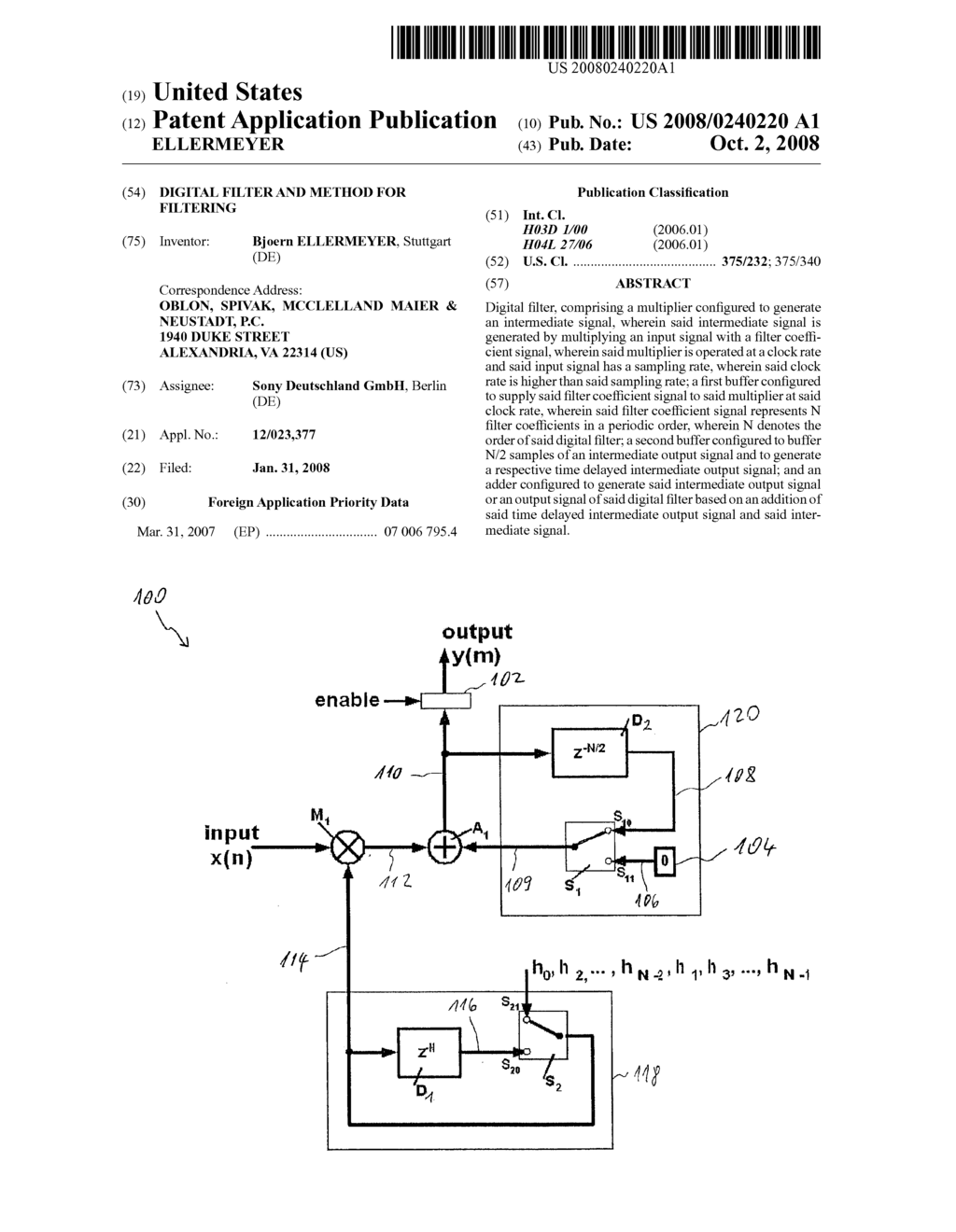 DIGITAL FILTER AND METHOD FOR FILTERING - diagram, schematic, and image 01