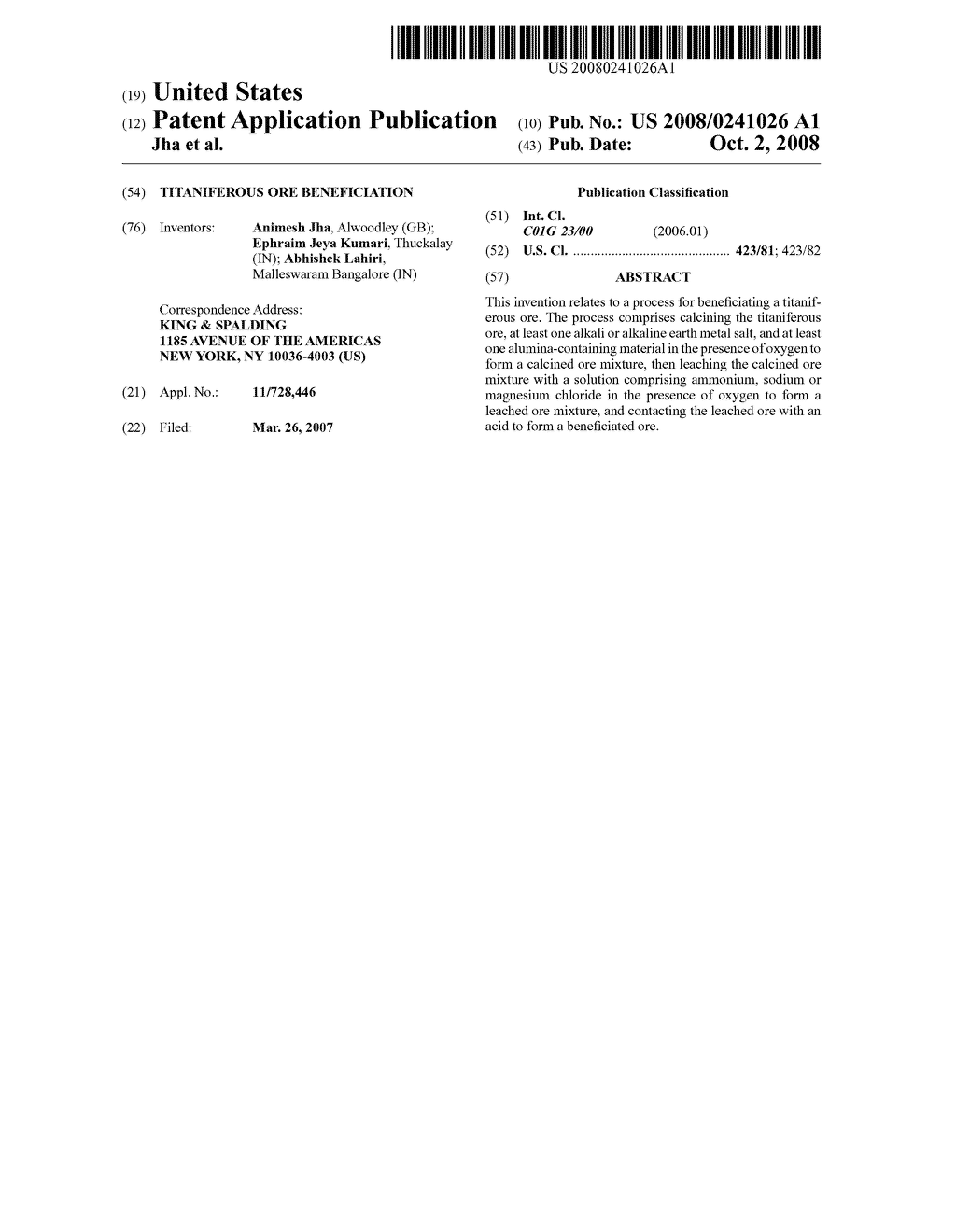 Titaniferous ore beneficiation - diagram, schematic, and image 01