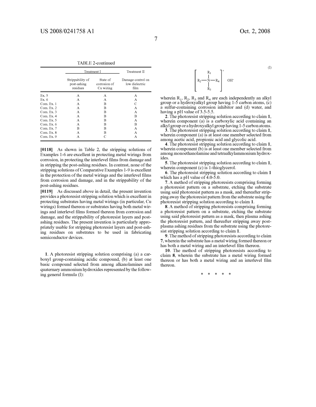 Photoresist stripping solution and a method of stripping photoresists using the same - diagram, schematic, and image 08