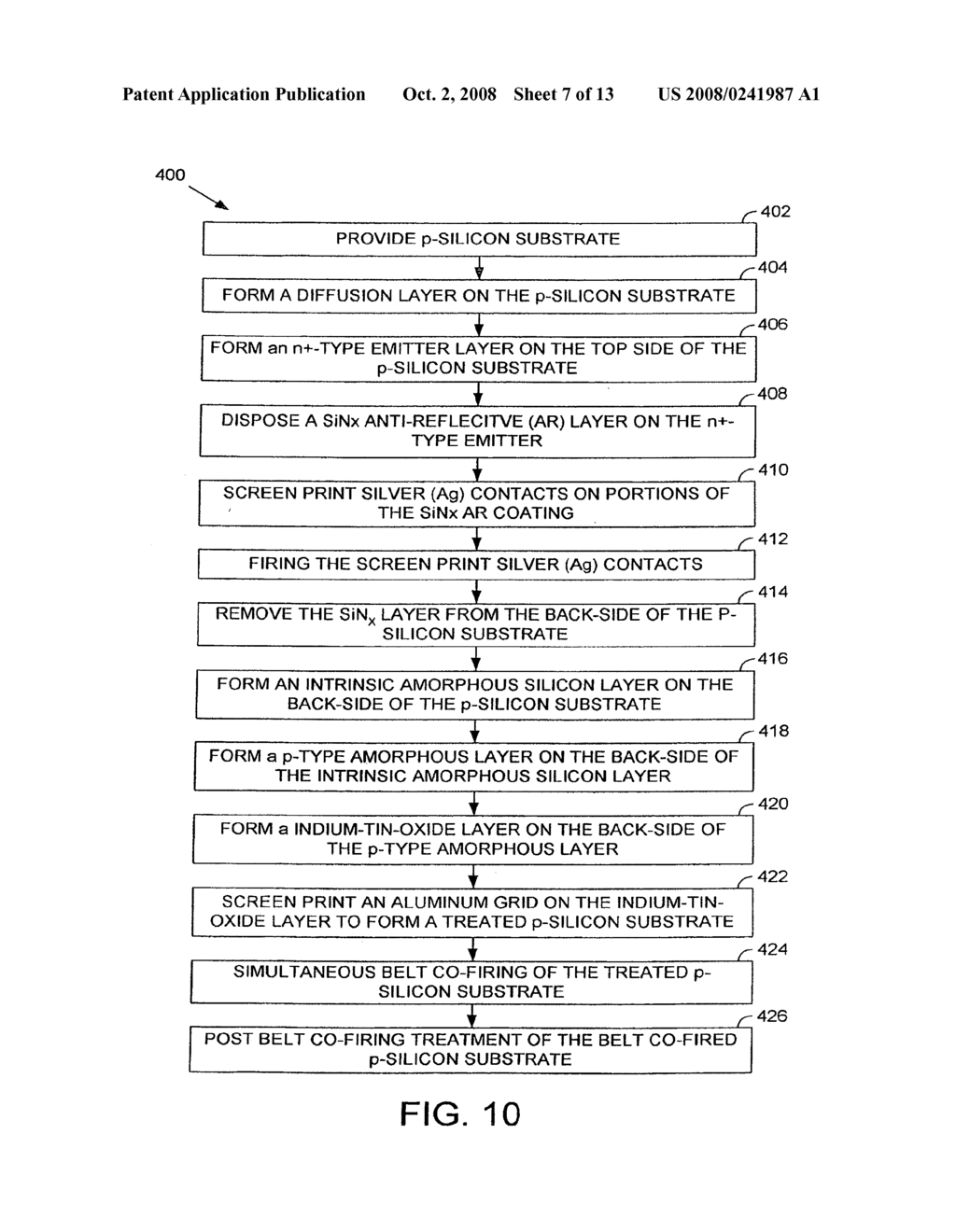 METHOD FOR FABRICATING A SILICON SOLAR CELL STRUCTURE HAVING SILICON NITRIDE LAYERS - diagram, schematic, and image 08