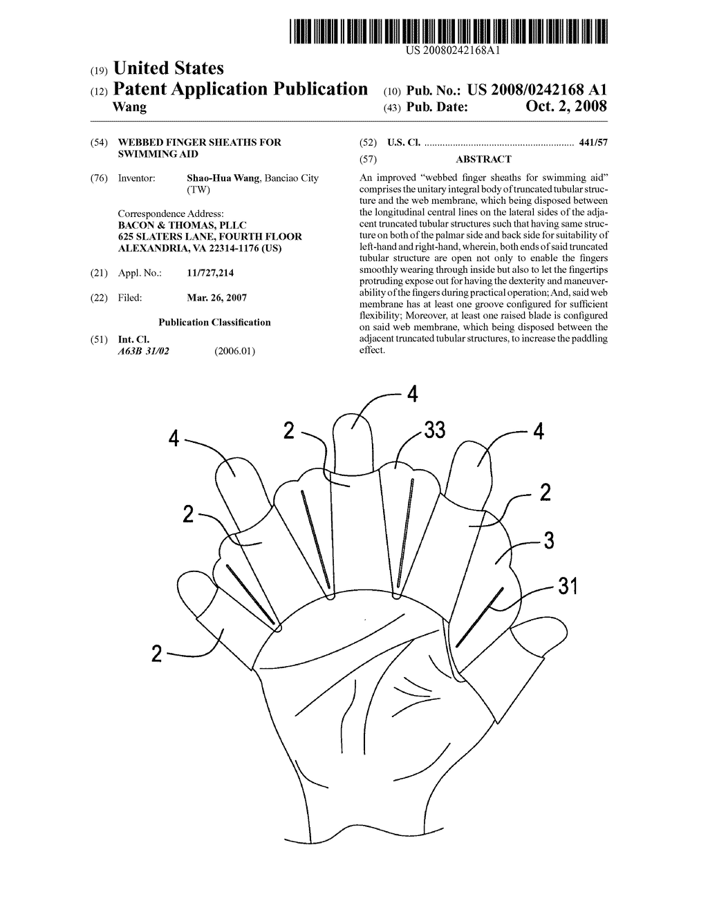 Webbed finger sheaths for swimming aid - diagram, schematic, and image 01
