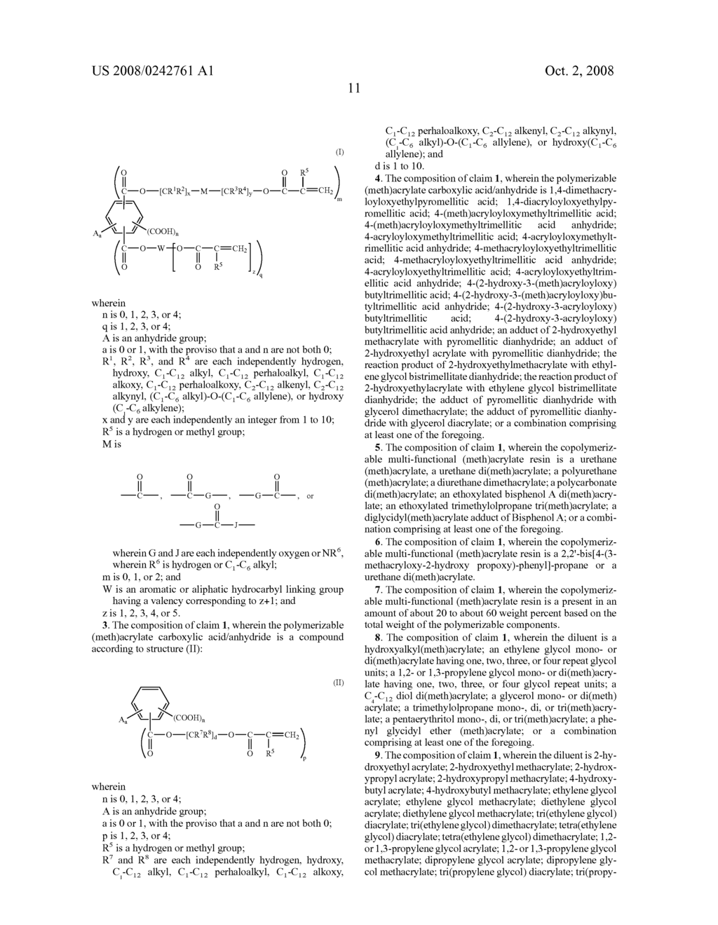 SELF ETCH ALL PURPOSE DENTAL COMPOSITIONS, METHOD OF MANUFACTURE, AND METHOD OF USE THEREOF - diagram, schematic, and image 12