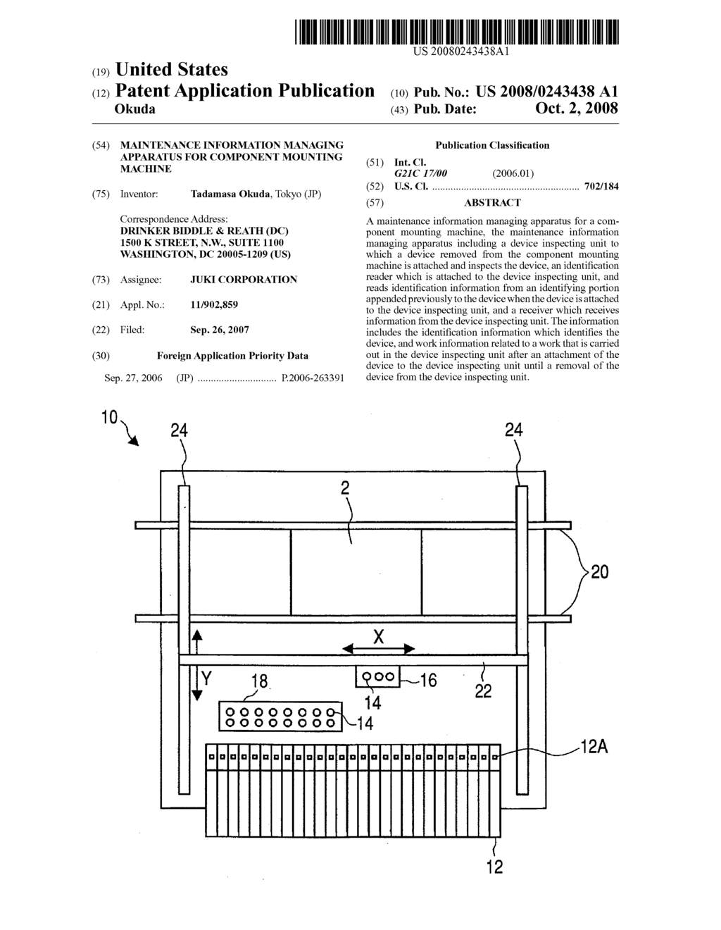 Maintenance information managing apparatus for component mounting machine - diagram, schematic, and image 01