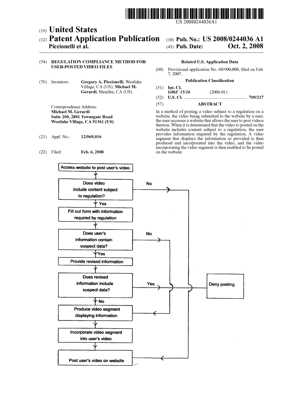 Regulation Compliance method for user-posted video files - diagram, schematic, and image 01