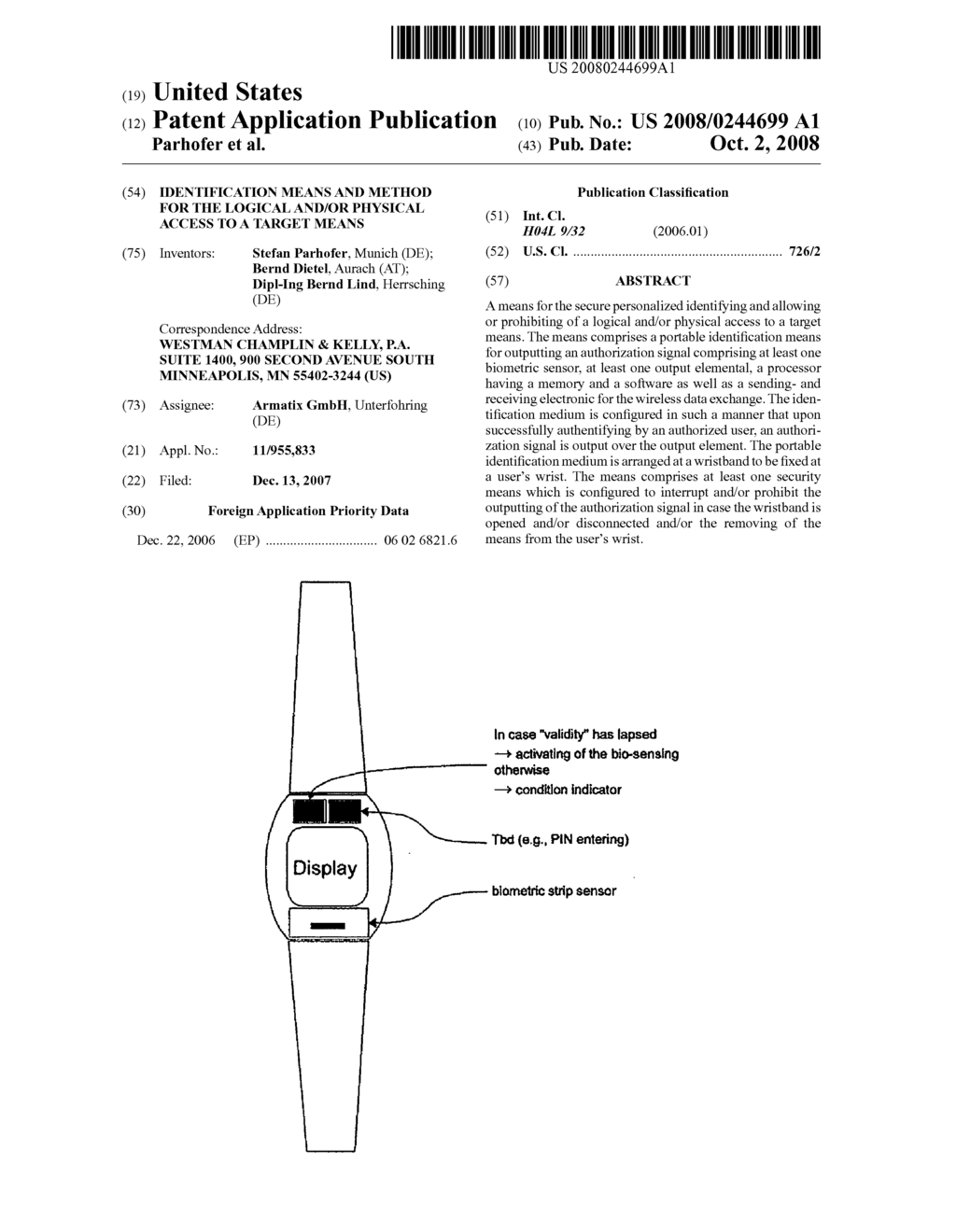 IDENTIFICATION MEANS AND METHOD FOR THE LOGICAL AND/OR PHYSICAL ACCESS TO A TARGET MEANS - diagram, schematic, and image 01