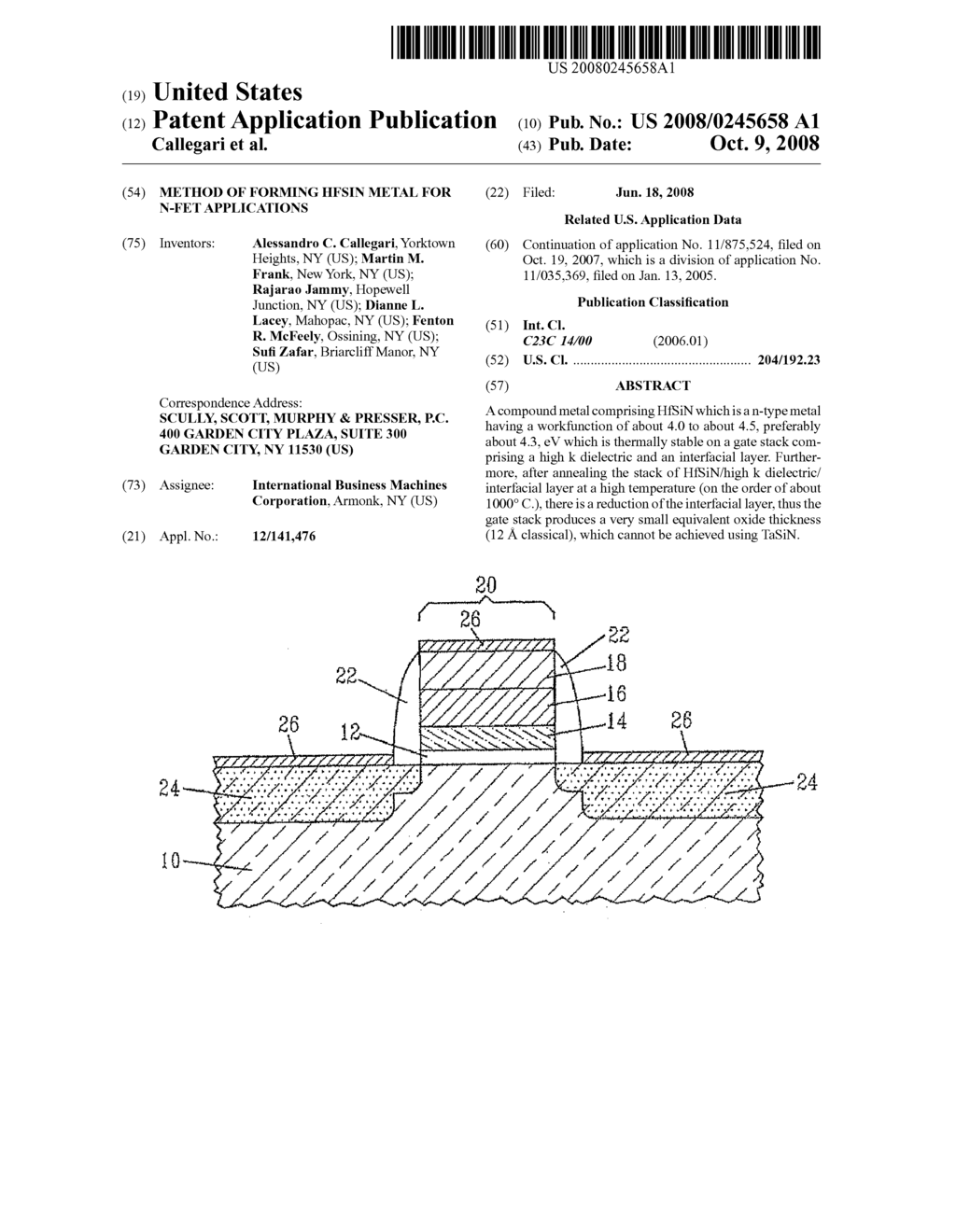 METHOD OF FORMING HfSiN METAL FOR n-FET APPLICATIONS - diagram, schematic, and image 01