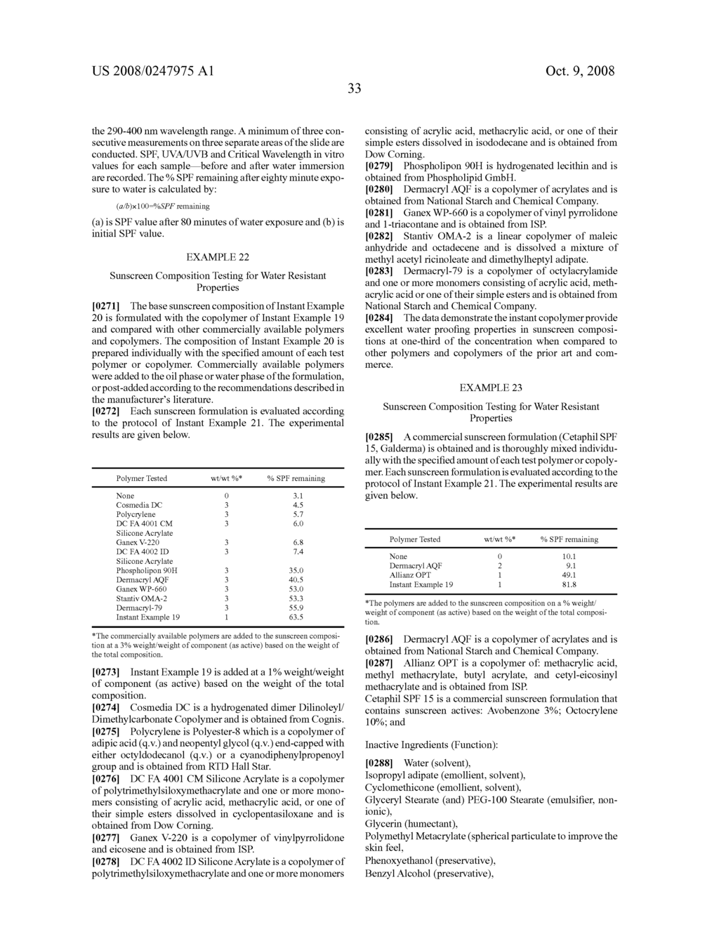 Sunscreen and personal care compositions comprising a select copolymer - diagram, schematic, and image 34