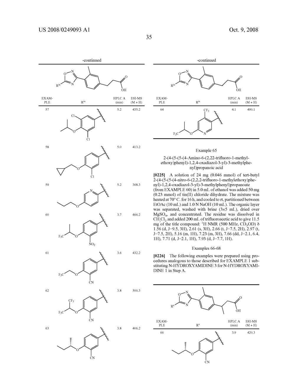 (3,4-Disubstituted)Propanoic Carboxylates as Sip (Edg) Receptor Agonists - diagram, schematic, and image 36