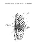 Sports helmet with quick-release faceguard connector and adjustable internal pad element diagram and image