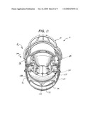 Sports helmet with quick-release faceguard connector and adjustable internal pad element diagram and image