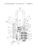 Security padlock having a secondary locking system diagram and image