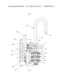 Security padlock having a secondary locking system diagram and image