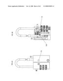 Security padlock having a secondary locking system diagram and image