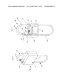 Security padlock having a secondary locking system diagram and image