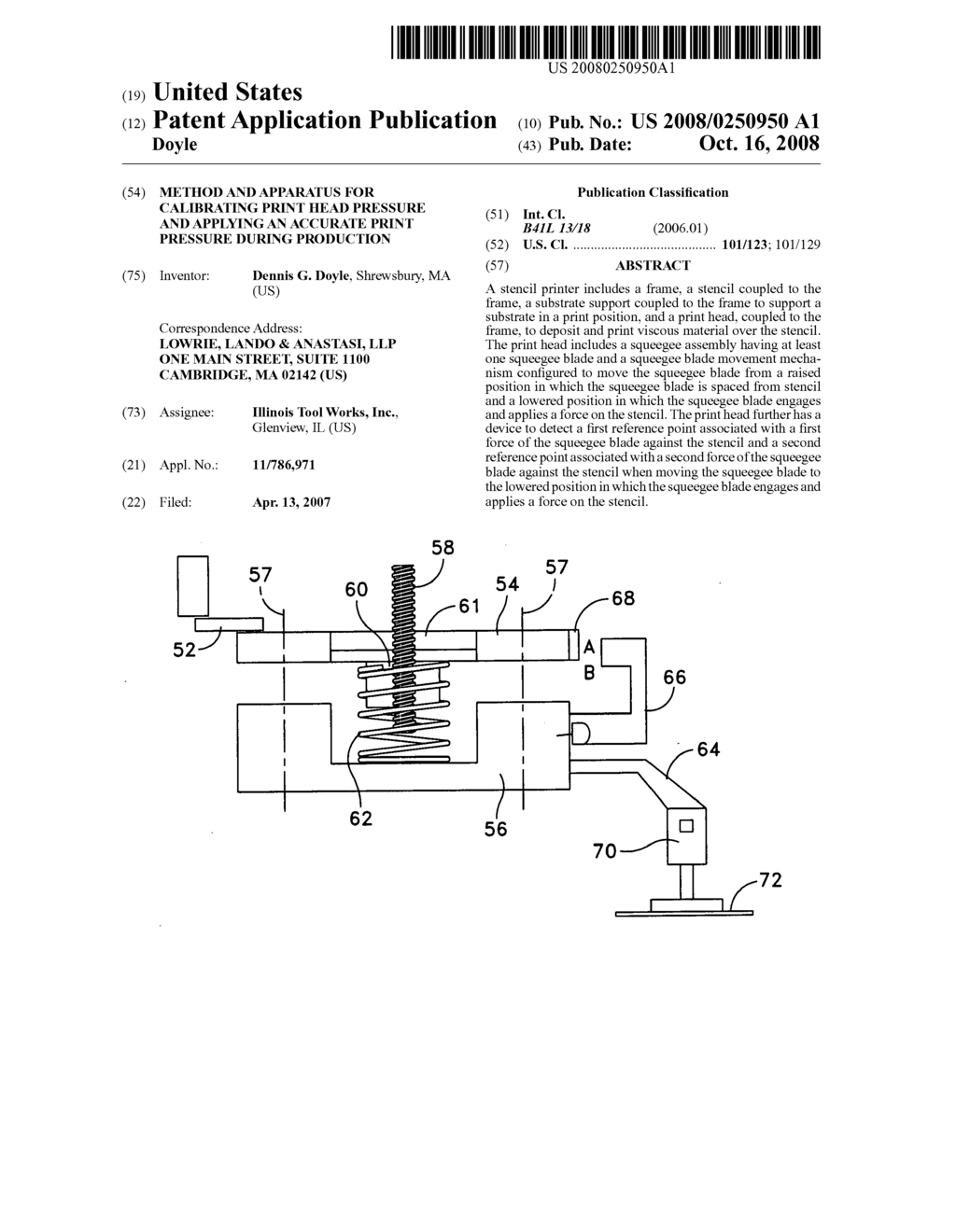 Method and apparatus for calibrating print head pressure and applying an accurate print pressure during production - diagram, schematic, and image 01