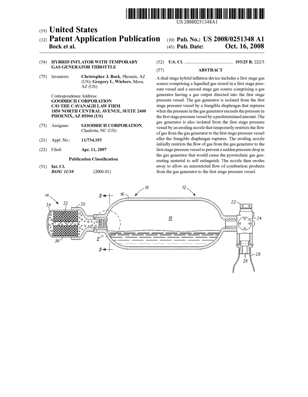 HYBRID INFLATOR WITH TEMPORARY GAS GENERATOR THROTTLE - diagram, schematic, and image 01