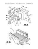 Swing and fold down tailgate actioning mechanism diagram and image