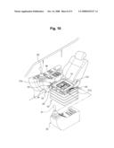 Height adjustment device for heavy equipment console box having weight balancing diagram and image