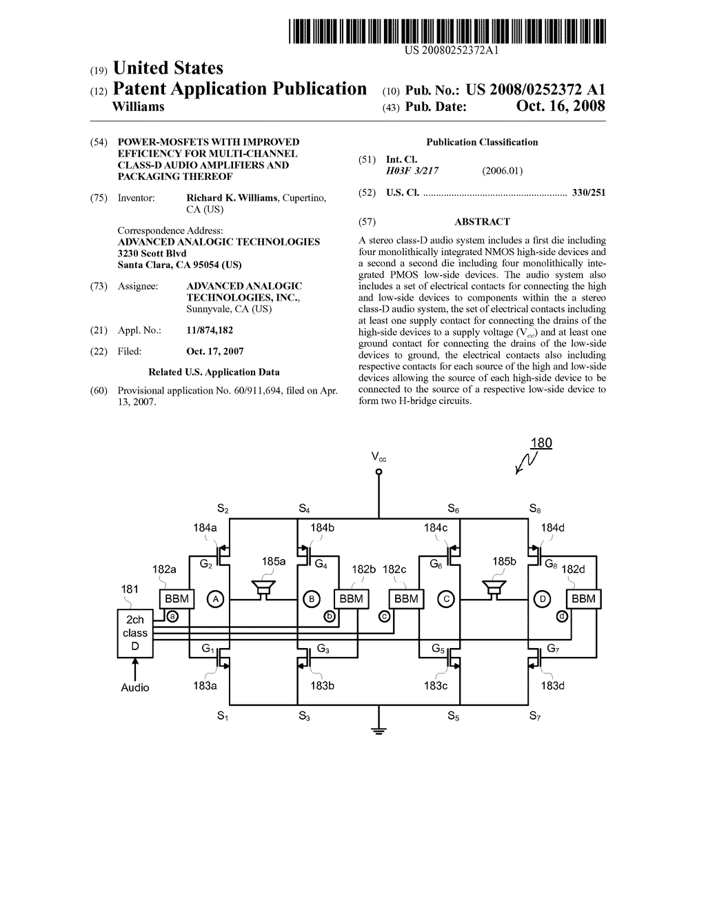 Power-MOSFETs with Improved Efficiency for Multi-channel Class-D Audio Amplifiers and Packaging Thereof - diagram, schematic, and image 01