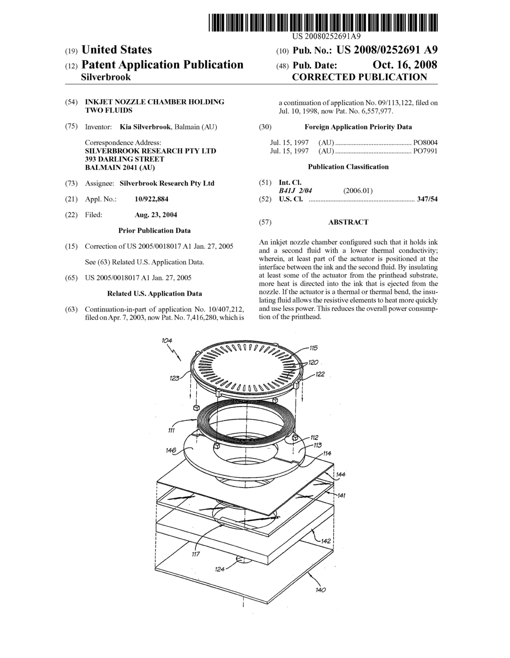 Inkjet nozzle chamber holding two fluids - diagram, schematic, and image 01