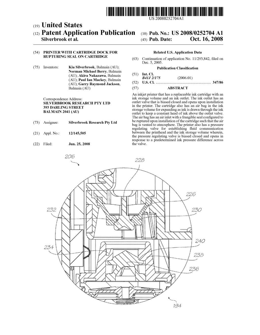 PRINTER WITH CARTRIDGE DOCK FOR RUPTURING SEAL ON CARTRIDGE - diagram, schematic, and image 01