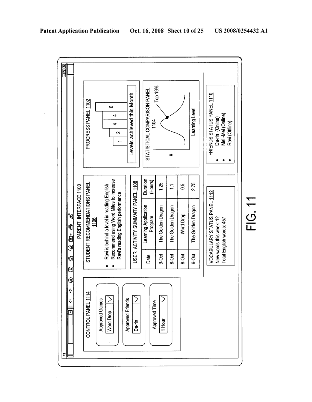 Evaluating learning progress and making recommendations in a computerized learning environment - diagram, schematic, and image 11