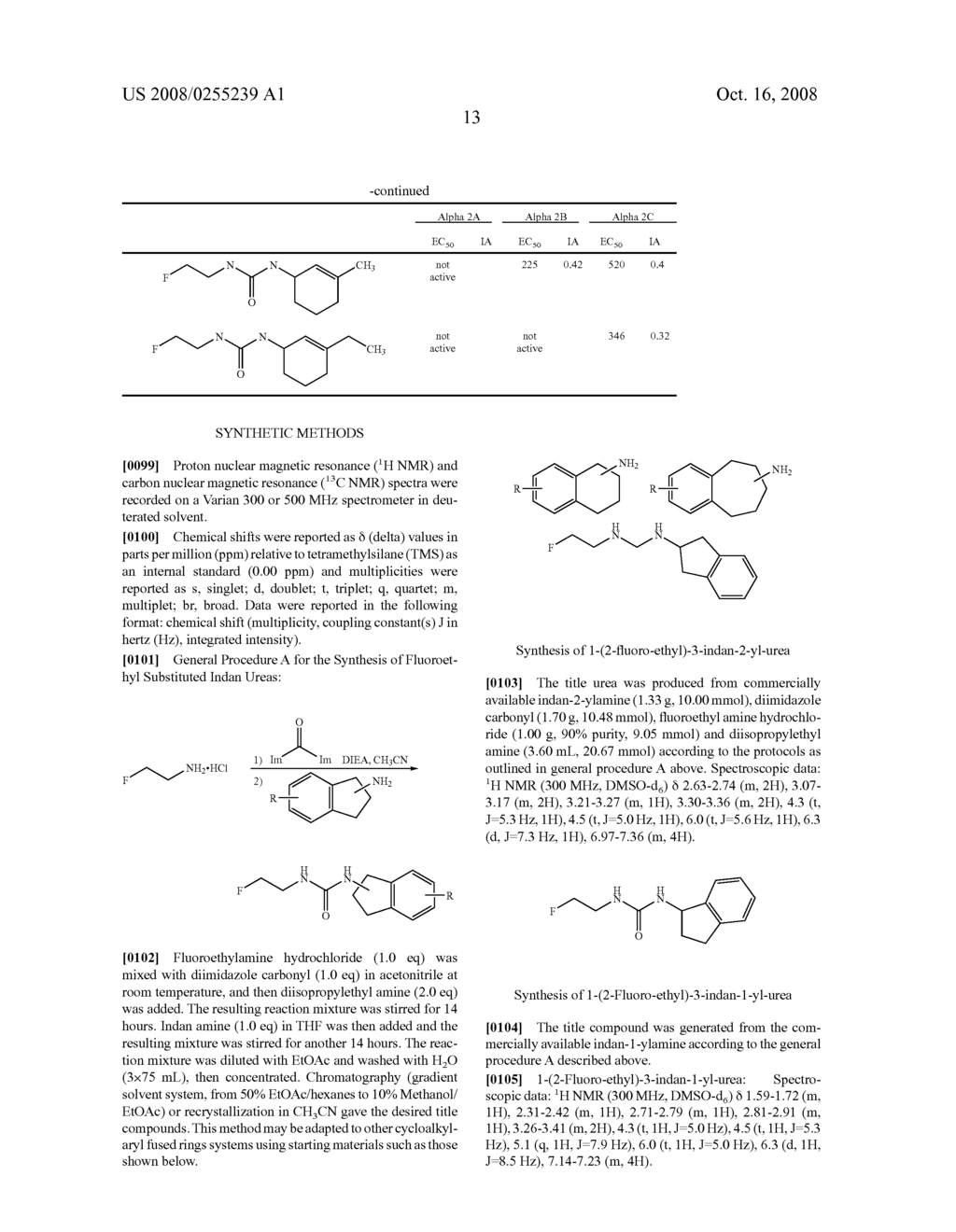 SUBSTITUTED FLUOROETHYL UREAS AS ALPHA 2 ADRENERGIC AGENTS - diagram, schematic, and image 14