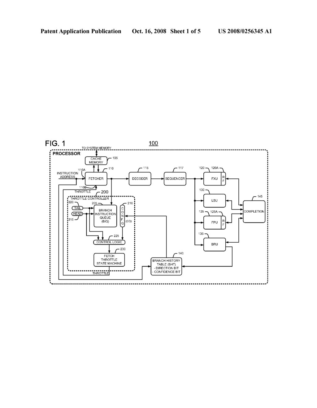 Method and Apparatus for Conserving Power by Throttling Instruction Fetching When a Processor Encounters Low Confidence Branches in an Information Handling System - diagram, schematic, and image 02