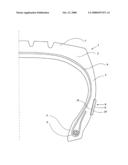 Fixing a Surface Element on a Tire Via a Fabric diagram and image