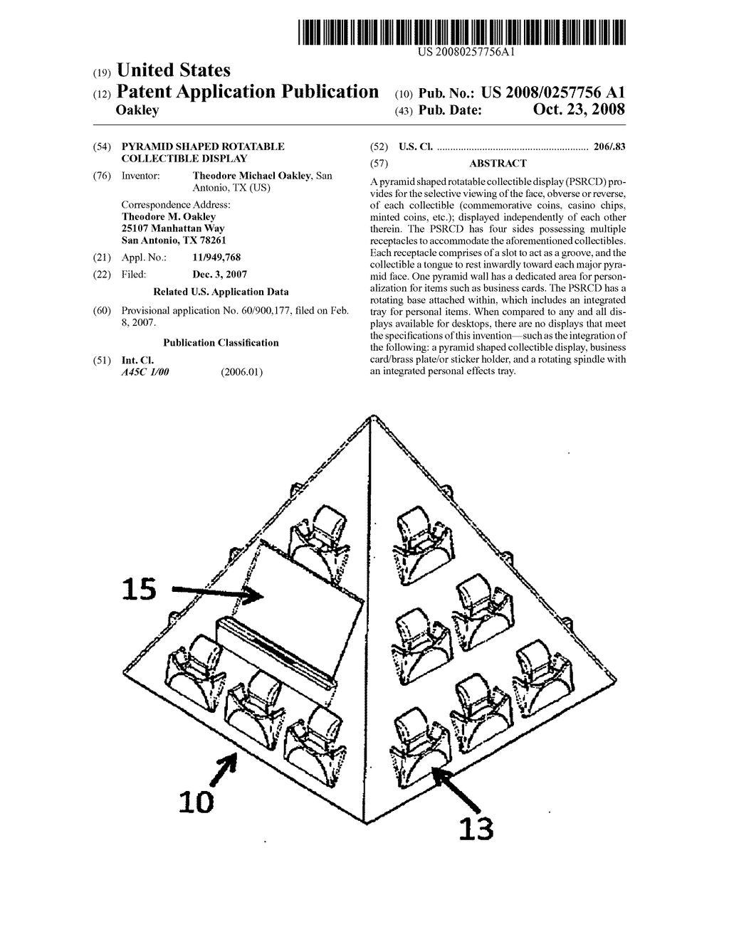 Pyramid Shaped Rotatable Collectible Display - diagram, schematic, and image 01