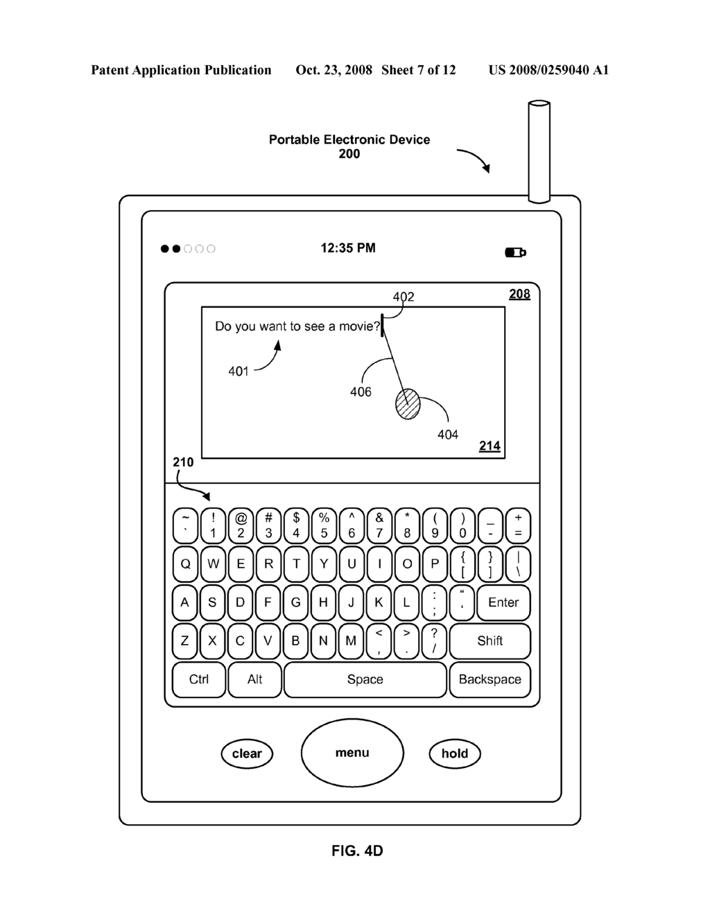 Method, System, and Graphical User Interface for Positioning an Insertion Marker in a Touch Screen Display - diagram, schematic, and image 08