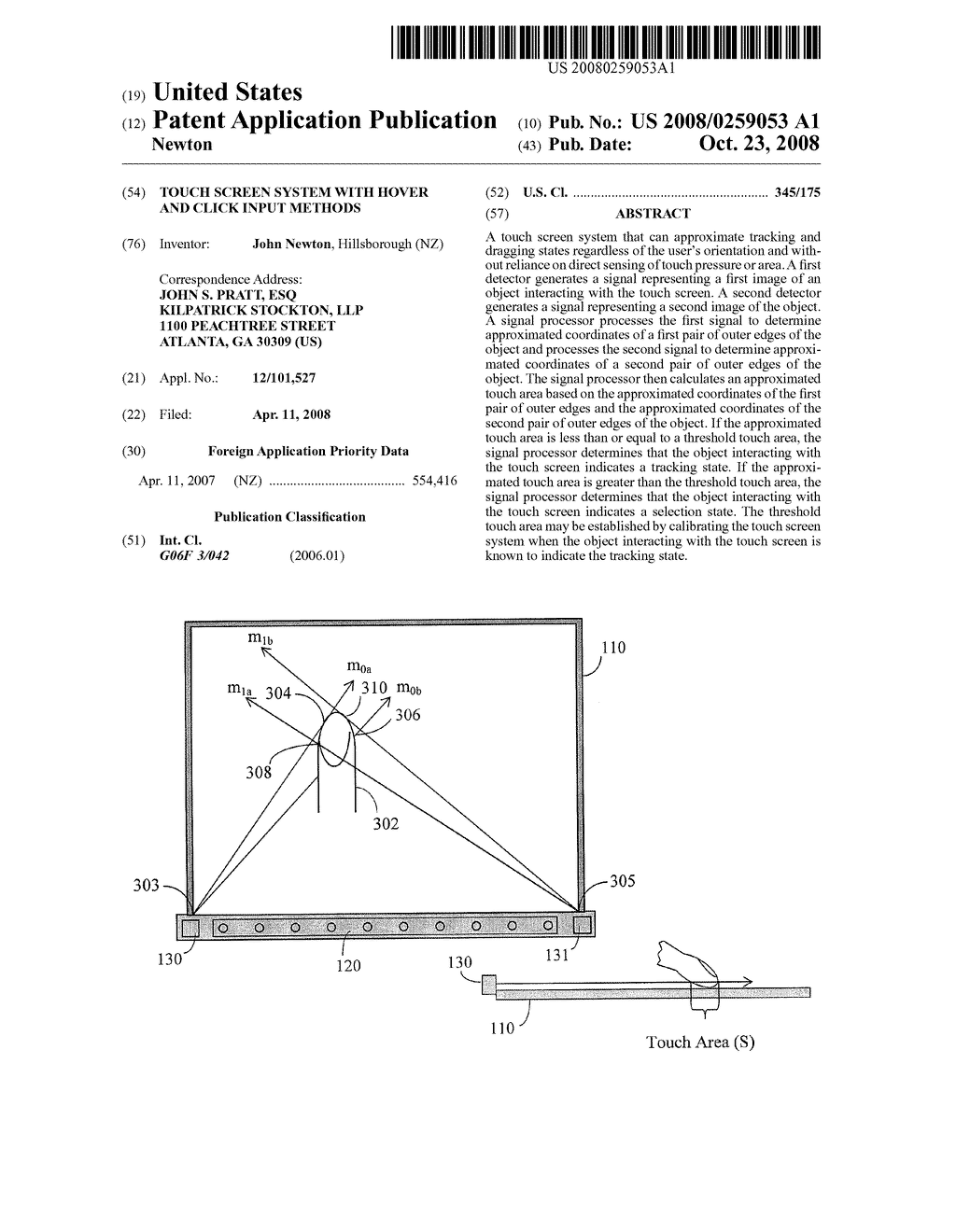 Touch Screen System with Hover and Click Input Methods - diagram, schematic, and image 01