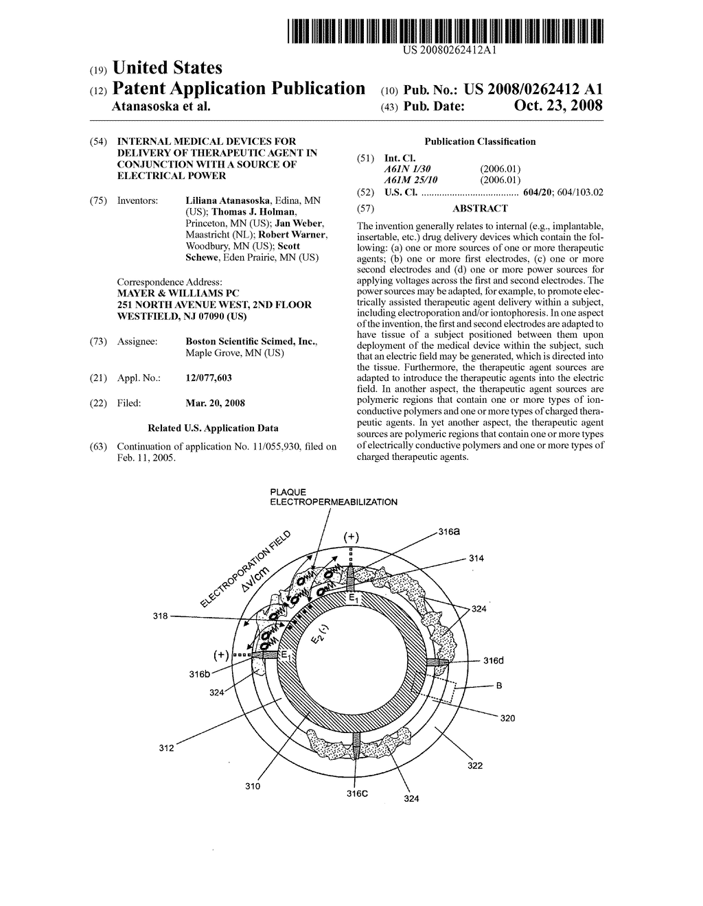 Internal medical devices for delivery of therapeutic agent in conjunction with a source of electrical power - diagram, schematic, and image 01