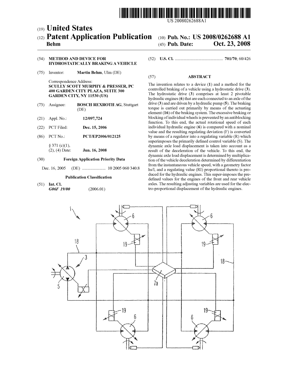 Method and Device for Hydrostatically Braking a Vehicle - diagram, schematic, and image 01