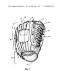 Storage pocket for glove for baseball or softball diagram and image
