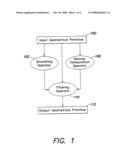 Restricting smoothing operations on a three-dimensional geometric primitive according to a surface normal diagram and image