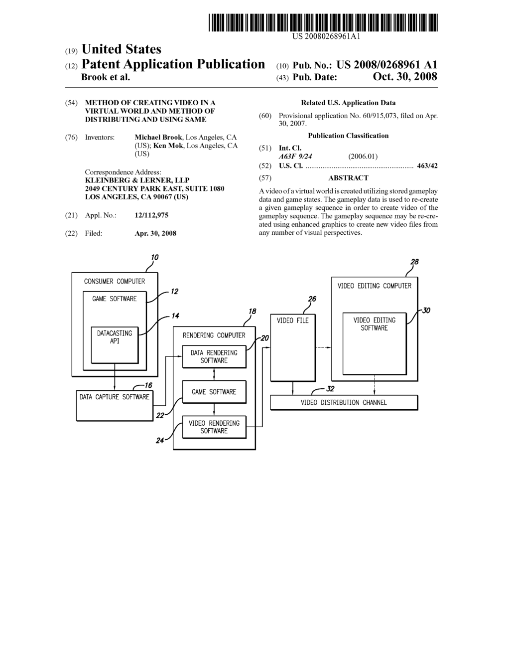 METHOD OF CREATING VIDEO IN A VIRTUAL WORLD AND METHOD OF DISTRIBUTING AND USING SAME - diagram, schematic, and image 01