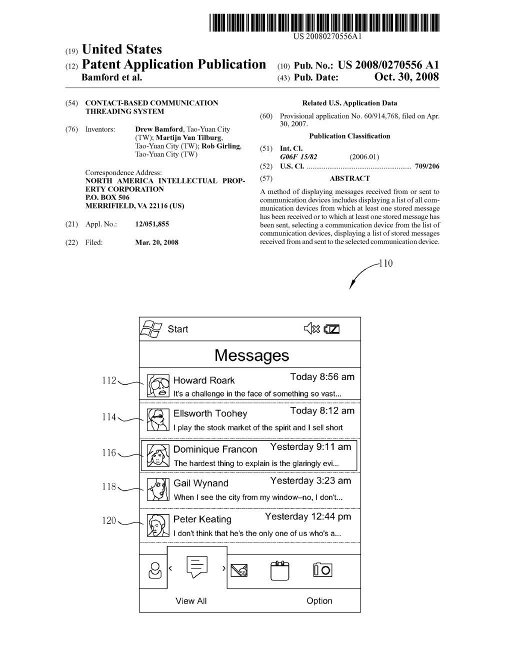 Contact-based communication threading system - diagram, schematic, and image 01