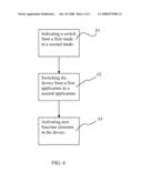 DEVICE, METHOD AND COMPUTER PROGRAM PRODUCT FOR SWITCHING A DEVICE BETWEEN APPLICATION MODES diagram and image